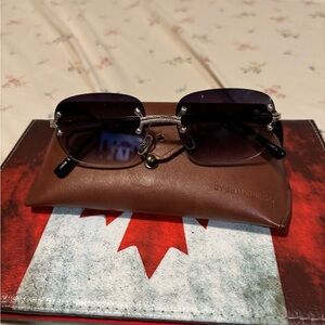 Black Sunglasses with Brown Case
